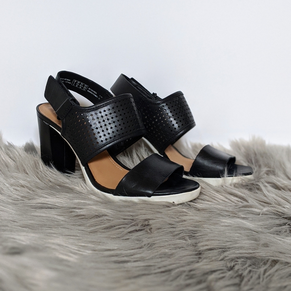 Clark's Black and White Heels